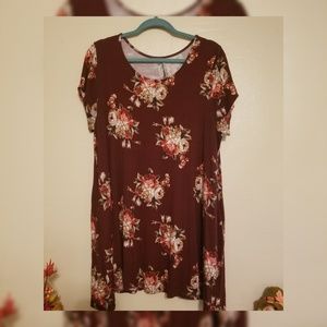 EUC Moa Maroon Floral Dress with Pockets